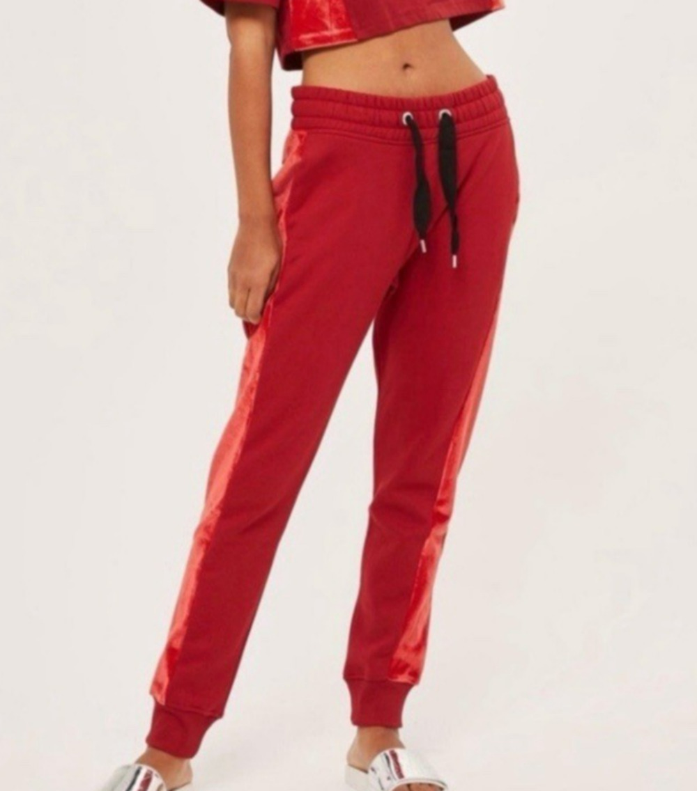 Ivy Park Joggers Sweatpants Womens Small Red Velvet Stripe Pull On Athleisure